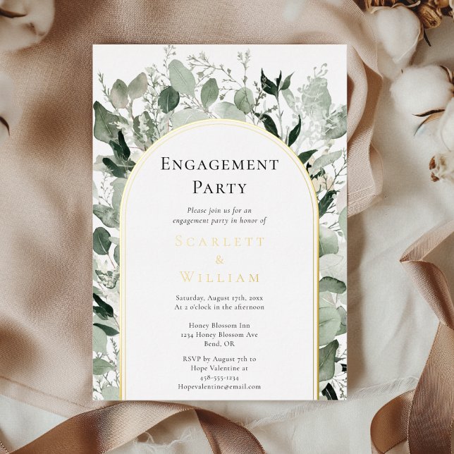 FOIL Eucalyptus Greenery Gold Engagement Party Invitation (Creator Uploaded)