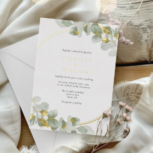 FOIL Eucalyptus Greenery Gold Sage Modern Wedding Invitation