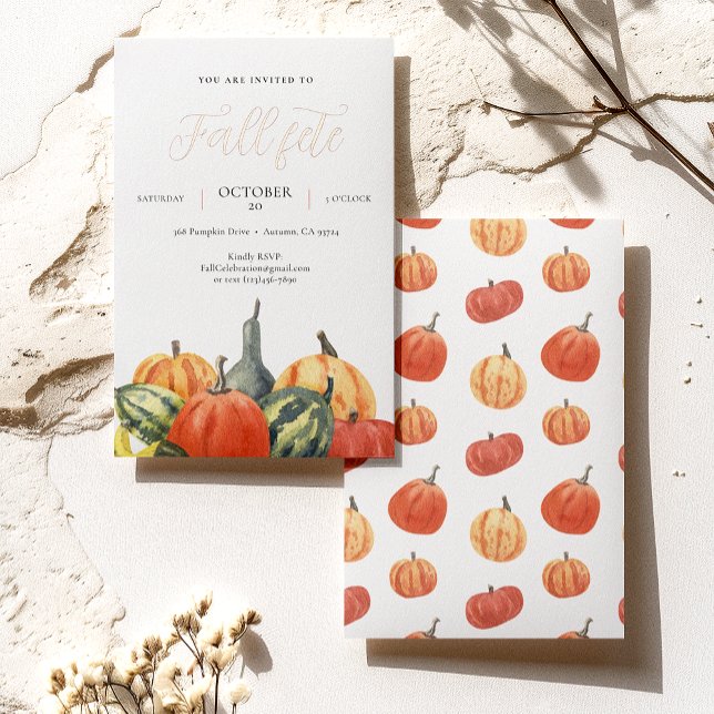 Foil Fall Fete Autumn Party Colorful Pumpkins Foil Invitation (Creator Uploaded)