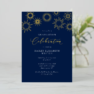 Foil Fireworks Graduation Party Invitation Card