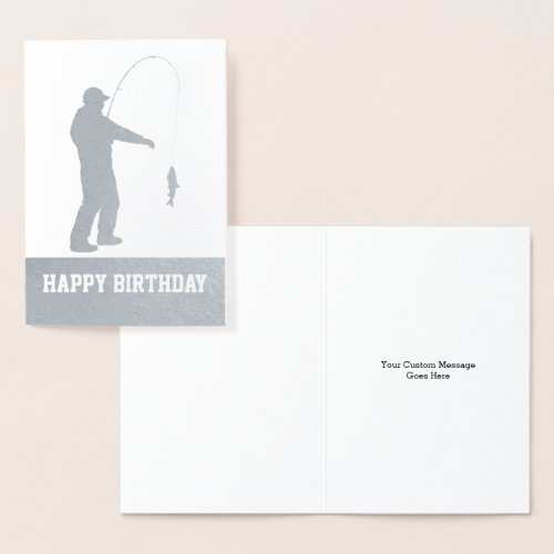 Foil Fishing Happy Birthday Custom Card