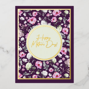 Foil Floral Mother's Day Foil Holiday Postcard