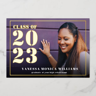 FOIL FRAME CLASS OF 2023 PHOTO GRADUATION INVITATION