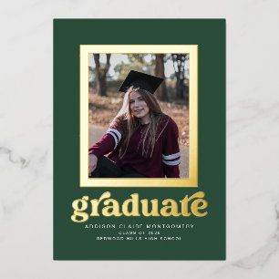 Foil Frame on Green Graduation Announcement