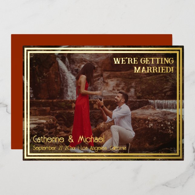 Foil Frame Photo Save The Date Foil Invitation (Front/Back)