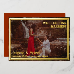 Foil Frame Photo Save The Date Invitation