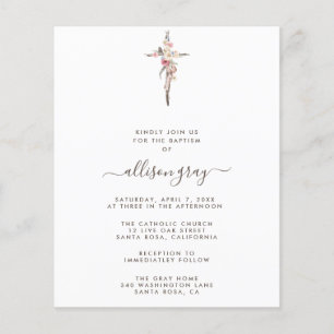 Foil Framed Floral Baptism Budget Flyer