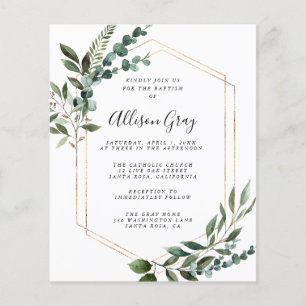 Foil Framed Floral Baptism Budget Flyer