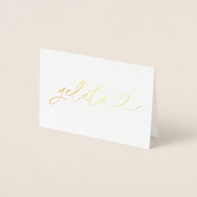 Foil Gelato Food Label Wedding Table Card (Front)