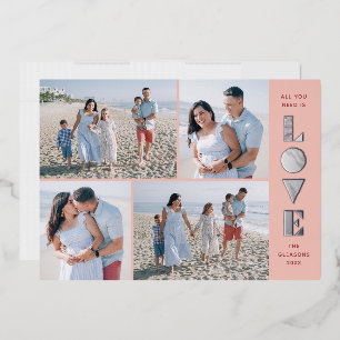 Foil Geo Love 4-Photo Valentine's Day Card - Peach