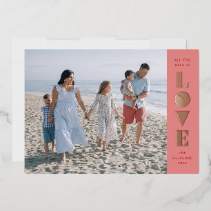 Foil Geo Love Valentine's Day Photo Card - Pink