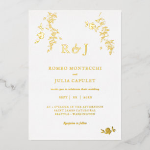 Foil Gilded Romantic Floral Wedding Foil Invitation