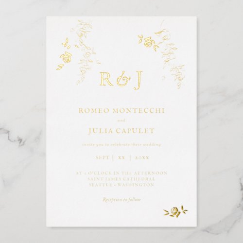 Foil Gilded Romantic Floral Wedding Foil Invitation