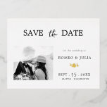 Foil Gilded Romantic Simple Black&amp;White Photo Foil Holiday Postcard
