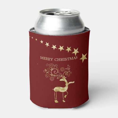 Foil Gold Deer  Stars  Can Cooler