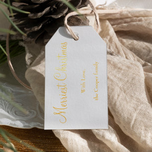 FOIL Gold Elegant Minimalist Merriest Christmas Foil Gift Tags
