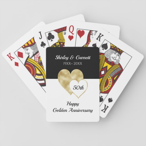 Foil Gold Hearts Playing Cards