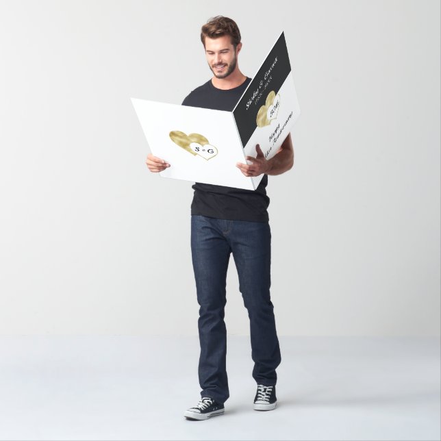 Foil Gold Hearts Wedding Anniversary Card (In Situ)