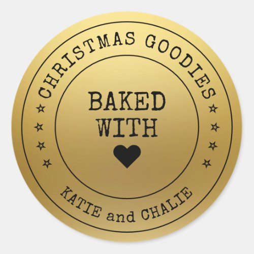Foil Gold Print Christmas Goodies Classic Round Sticker