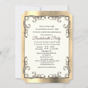 Foil-Gold-Silver-Brass Bachelorette Party Invitation