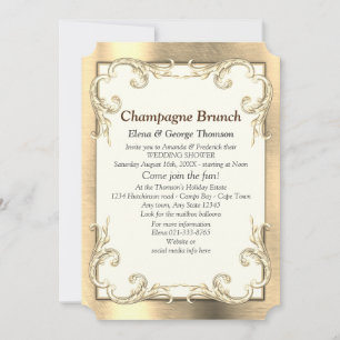 Foil-Gold-Silver-Brass Couple Shower Invitation