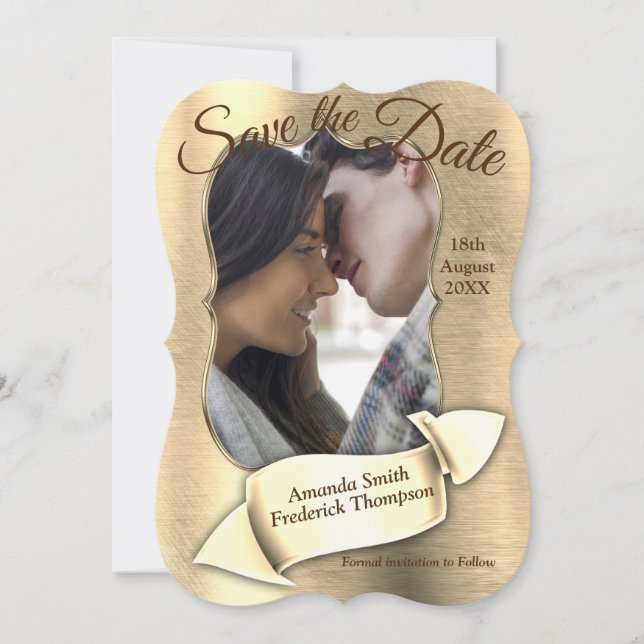 Foil-Gold-Silver-Brass Save the Date Invitation (Front)