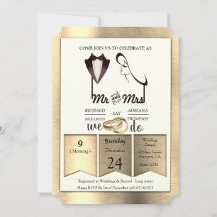 Foil-Gold-Silver-Brass Trendy Wedding Invitation
