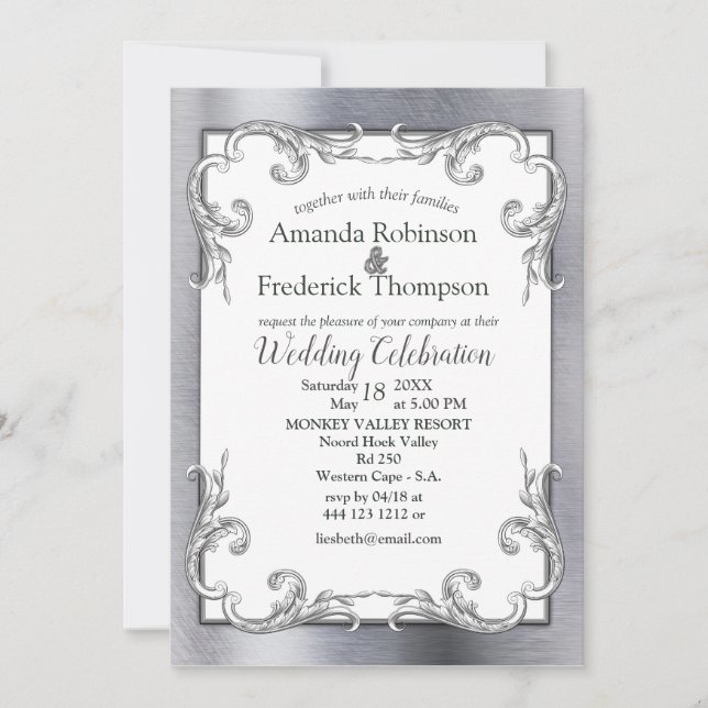 Foil-Gold-Silver-Brass Wedding Invitation (Front)