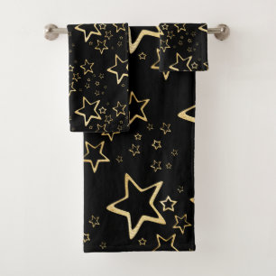 Foil Gold Stars  Bath Towel Set
