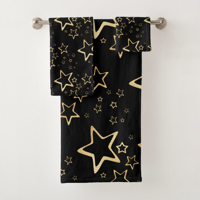 Foil Gold Stars  Bath Towel Set (Insitu)