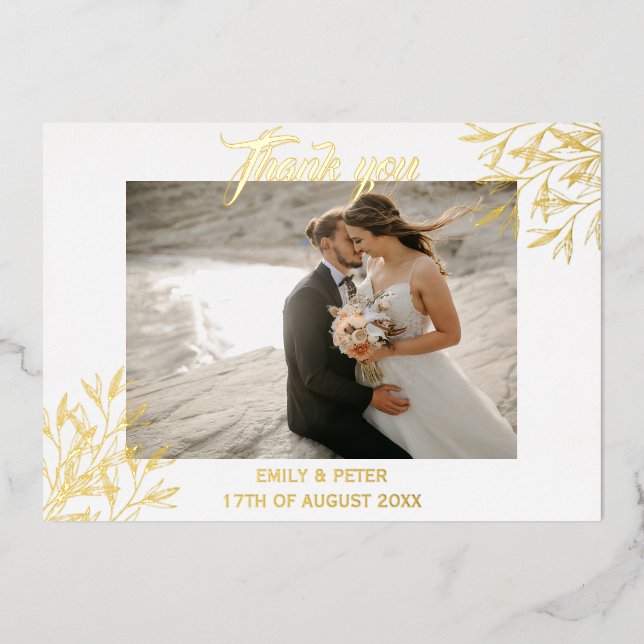 Foil gold wedding thank you invitation foil invitation (Front)