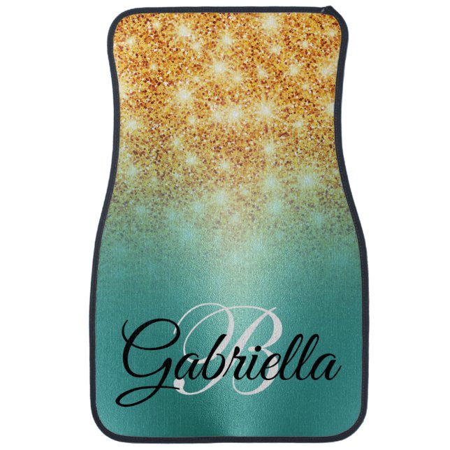 Foil Golden Glitter Car Floor Mat (Front)
