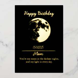 Foil golden moon birthday invitation foil invitation