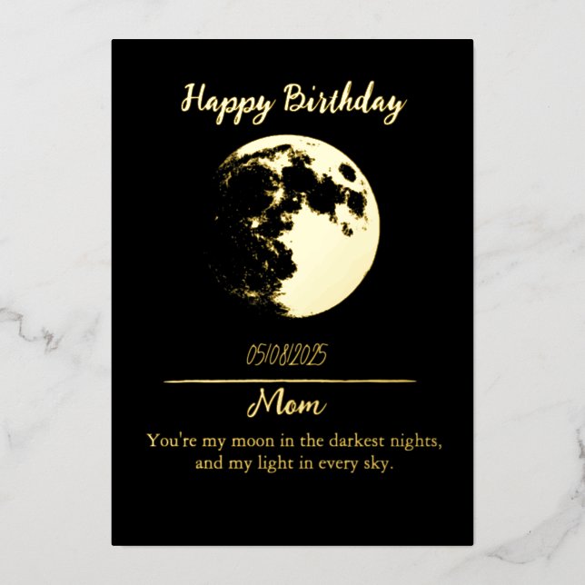 Foil golden moon birthday invitation foil invitation (Front)