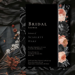 FOIL Gothic Vintage Black Blush  Bridal Shower Invitation