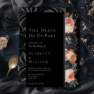 FOIL Gothic Vintage Black Blush Till Death Wedding Invitation