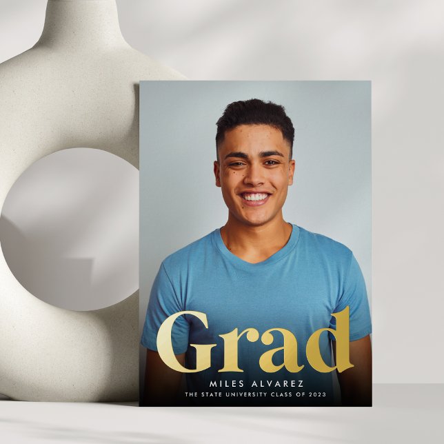 Foil Grad | Vertical Photo Graduation Foil Invitation (Creator Uploaded)