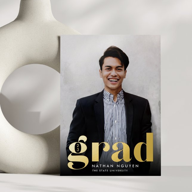 Foil Grad | Vertical Photo Graduation Foil Invitation (Creator Uploaded)