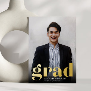 Foil Grad   Vertical Photo Graduation Invitation