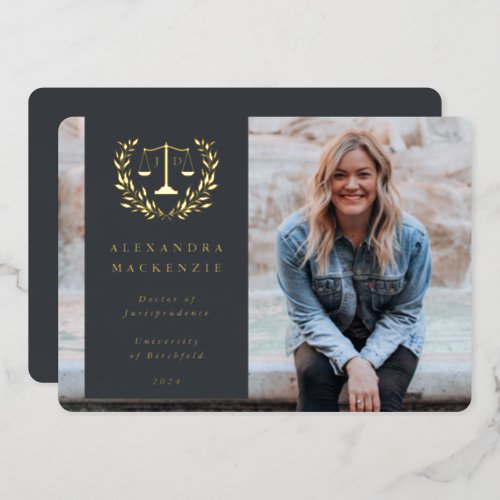 FoilGray JD Law Scales Graduation Announcement