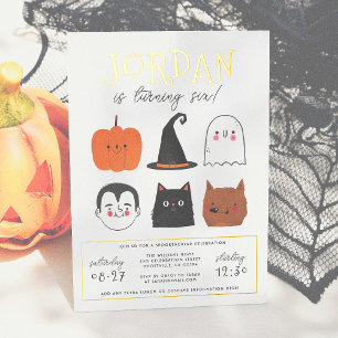 Foil Halloween Friends Modern Boy Birthday Party Invitation