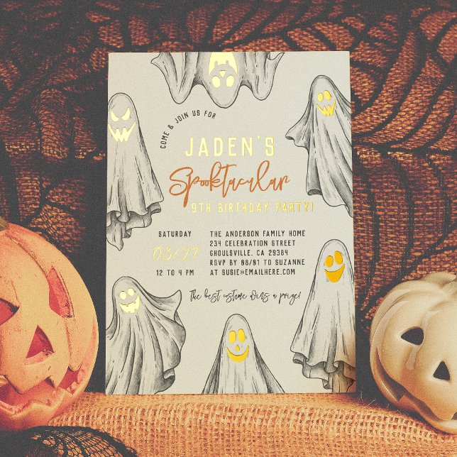 Foil Halloween Ghosts Spooktacular Birthday Party Foil Invitation (Creator Uploaded)