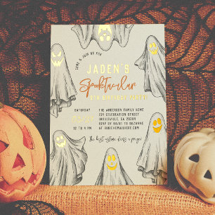 Foil Halloween Ghosts Spooktacular Birthday Party Invitation