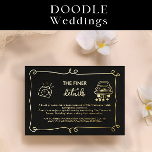 Foil Hand Drawn Doodle Details Wedding Enclosure Invitation