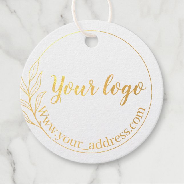 Foil hang tags with string and custom logo brand (Front)