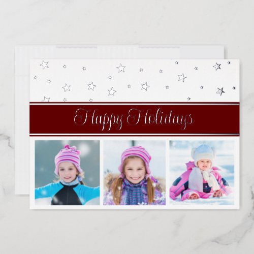 Foil Happy Holidays Photos and Stars Foil Holiday Card