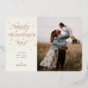 Foil Happy Valentine's Day + Hearts Photo Card