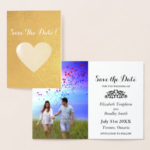 Foil Heart Engagement Photo Save the Date Foil Card