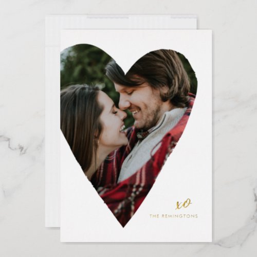 Foil Heart Photo Valentines Day Flat Card