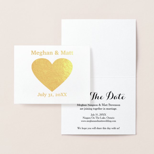 Foil Heart Save the Date Cards (Display)